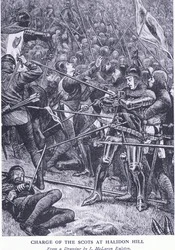 Charge of the Scots at Halidon Hill, från Cassells History of the British People publicerad av Waverley Book Company Limited, ca 1940