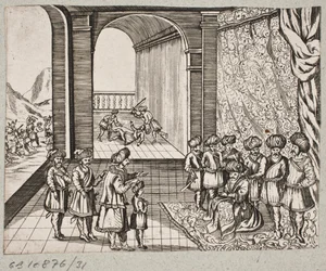 Illustration till Adam Olearius, "Persian Rosenthal av en genial poet Schich Saadi […]", Schleswig 1660