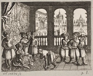 Illustration till Adam Olearius, "Persian Rosenthal av en genial poet Schich Saadi […]", Schleswig 1660