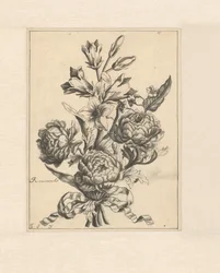 Smörblommor knutna med ett band Renuncules (titel på objekt)