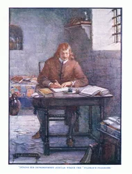 Under sin fängelse skrev Bunyan The Pilgrims Progress, från English Literature pub.av T C & EC Jack, ca 1920