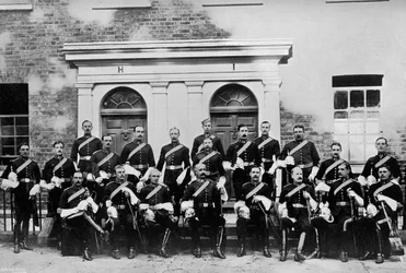 Officerarna för 1st Royal Dragoons, Island Bridge Barracks, Dublin, Irland, 1896.
