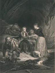 Chas. Edward The Pretender och Flora Macdonald, mitten av 1800-talet.