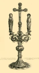 Grenat altarkors, 1300-1400-talet, 1881.