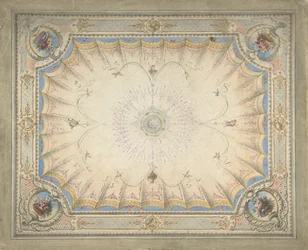 Takdesign för Boudoir, Ardgowan, ca. 1868.