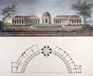 Solens tempel i Bayreuths eremitage ca 1780 (wc på papper)