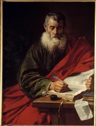 Saint Paul skriver. Målning av Jacob Adriaensz Backer (1608-1651) Ec. Hol.