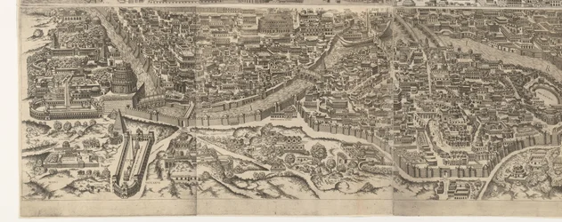 Plattegrond van Rome ten tijde van keizer Augustus (underste blad) En mycket exakt bild av den antika staden bildad från antika monument Bildningar av det antika Rom från spår av förstörda byggnader (...)