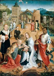 The Adoration of the Magi (Central Panel of the Triptych) - Peinture de Jacob Claesz. van Utrecht (ca 1480-ca 1530)
