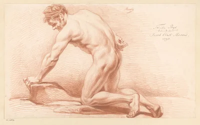 Knästående man naken, sidovy (2:a pris 1797)