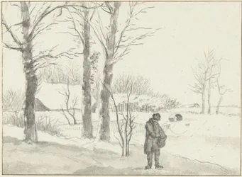 Snölandskap med stående man