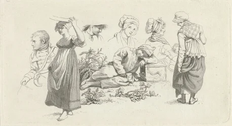 Studieark med en sovande pojke och figurer Studietryck / Etudes gravées (serietitel)