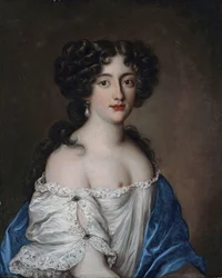 Franska: Portrait de Hortense Mancini, duchesse de Mazarin, comme Aphrodite Porträtt av Hortense Mancini (1646-1699), duchesse de Mazarin, som Afrodite