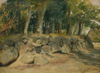 Stenmuren i Sottorf, 1839 (olja på papper på kort)