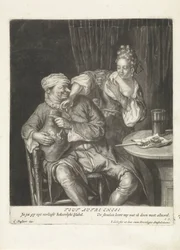 Kvinna och man med en vinkanna Tout Autre Chose (titel på objekt)