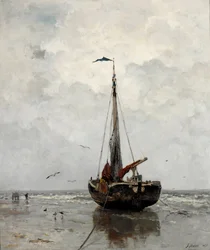 ""Bateau de peche"" (Fiskebåt) Peinture de Jacob Maris (1837-1899) - 1878 - Olja på duk Dim 160x140 cm Gemeentemuseum Haag