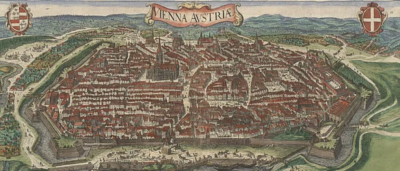 Fågelperspektiv över Wien från norr, 1609
