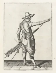 Musketör som tar bort ramstång, ca 1600