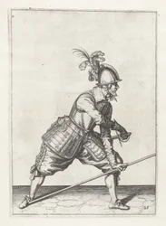 Soldat med lans som drar svärd, ca 1600