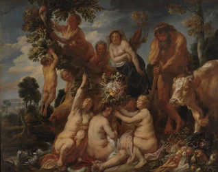 Achelous besegrade av Hercules. Ursprunget till Cornucopia. (Allegory of fruitfulness)