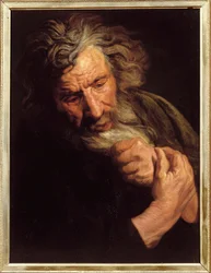 Chef för gammal mansmålning av Jacob Jordaens (1593-1678), cirka 1640 Amiens, Picardiemuseet