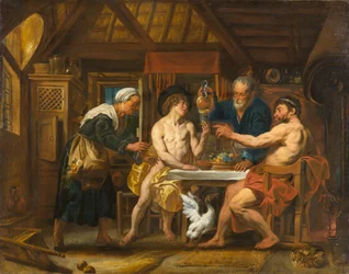 Jupiter och Merkurius i Filemons och Baucis hus, cirka 1645 (olja på duk)