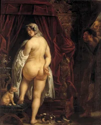 Kung Kandaules av Lydien visar sin hustru för Gyges, 1646