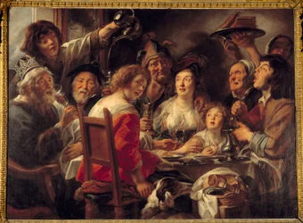Kungen dricker eller dragningen av epifaniens feve Målning av Jacob Jordaens (1593-1678) (ec.flam.) 1600-talet sön. 1,52x2,04 m