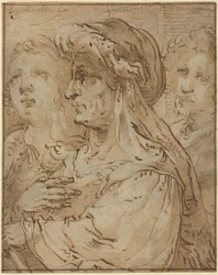 Allegory of Age (penna och brunt bläck med brun lavering på liggande papper)