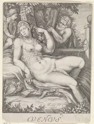 Venus spioneras av en satyr Venus (titel på objekt)