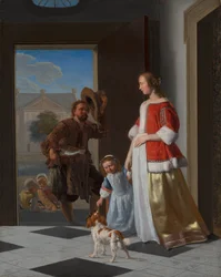 En fiskhandlare vid dörren, 1663 (olja på duk på panel)