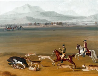 Ferdinand IV jagar vildsvin på Cassano-godset, detalj. 1700-talet. Neapel, Museo Nazionale di Capodimonte