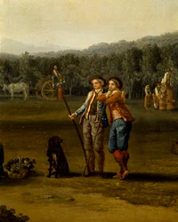 Skörd i Carditello, av Jacob Philipp Hackert, detalj