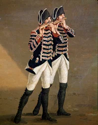 Musiker i Bourbonorkestern (flöjtister i Bourbonorkestern). Detalj. Konstnärens levnadsår: 1737-1807. 1700-talet - Museo Nazionale di San Martino, Neapel.
