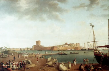 Utsikt över hamnen i Taranto (målning