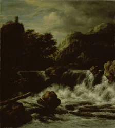 Bergslandskap med vattenfall