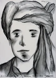 Durabali, 18 år ung, Bamyan, Afghanistan, 2002 (kol på papper)