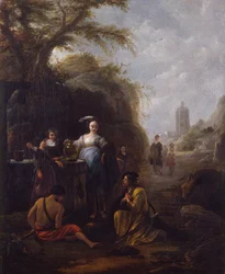 Eliezer och Rebecca vid brunnen (olja på duk)
