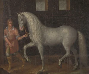 Spansk krigshäst En spansk krigshäst fångad av Lodewijk Gunther van Nassau från ärkehertig Albert av Österrike i slaget vid Nieuwpoort och presenterad för prins Maurits