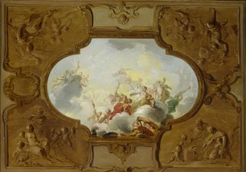 Design för en takmålning med Aeneas Apotheosis