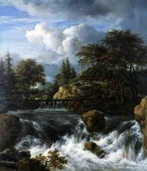Ett vattenfall i ett stenigt landskap, 1660-70