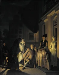 Scen från pjäsen "Lubbert Lubbertse av den ädle bonden" av M. van Breda