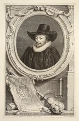 Porträtt av ärkebiskop Williams, Lord Keeper of the Seal, illustration från "Heads of Illustrious Persons of Great Britain", pub. av Knapton, London 1742