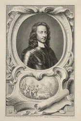 Porträtt av John Hampden, illustration från "Heads of Illustrious Persons of Great Britain", pub. av Knapton, London 1742