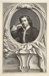 Porträtt av Thomas Otway, illustration från "Heads of Illustrious Persons of Great Britain", pub. av Knapton, London 1742