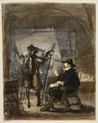 Dr Nicholas Tulp i Rembrandts ateljé (recto); Scen ur Rembrandts liv () (verso)