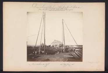 Nedre ångpumpstation med centrifugalpumpar / Nieuwerkerk aan den IJssel den 15 juni 1868 (titel på objekt) Återvinning av sjöarna i Schieland öster om Rotterdam (serietitel på objekt)