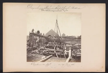 Nedan ångpumpstation med skruvar / Capelle aan den IJssel den 15 juni 1868 (titel på objekt) Dränering av Plassen i Schieland öster om Rotterdam (serietitel på objekt)