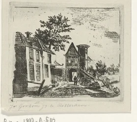 Stadsbild med grind