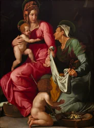 Madonna och barn med Saint Elizabeth och Saint John the Baptist, ca 1535 (olja på panel)